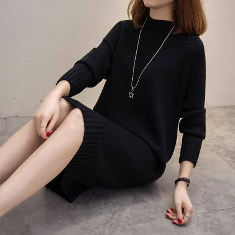 Picture of Sweater 2024 New Autumn and Winter Popular Mid-Length Loose Outer Wear Women's Half Turtleneck Thickeneded Bottoming Shirt