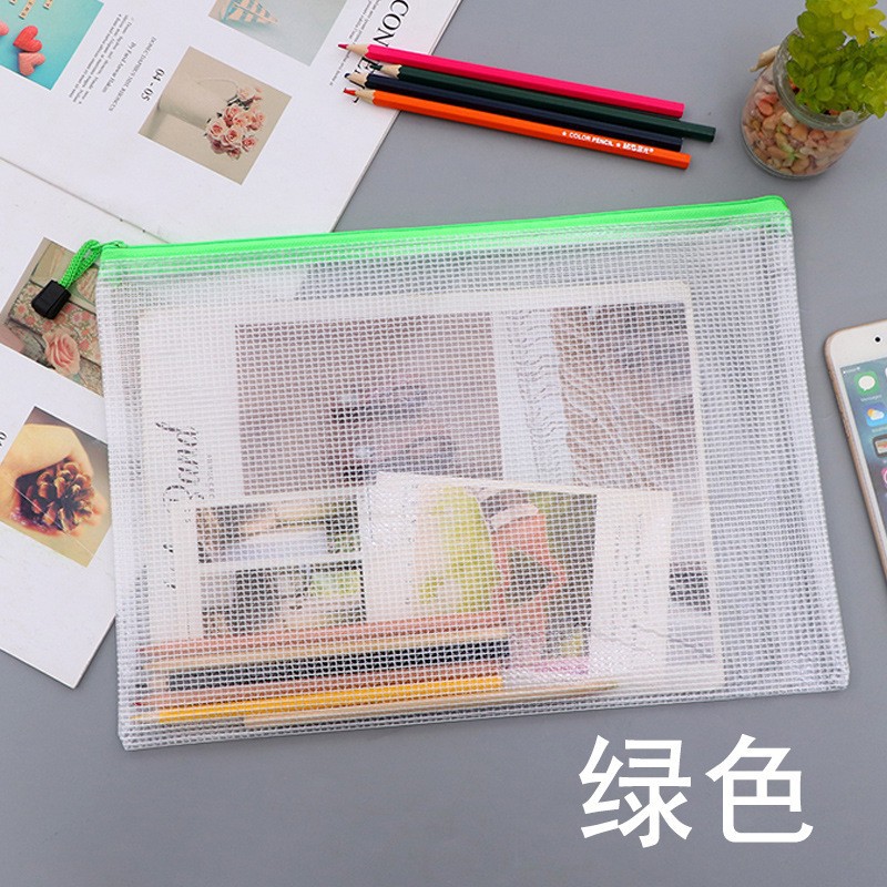 Picture of Wholesale Pvc Plastic A5 Large Capacity Mesh Zipper File Bag A3 Storage File Prenatal Check-Up Information A4 Storage Bag