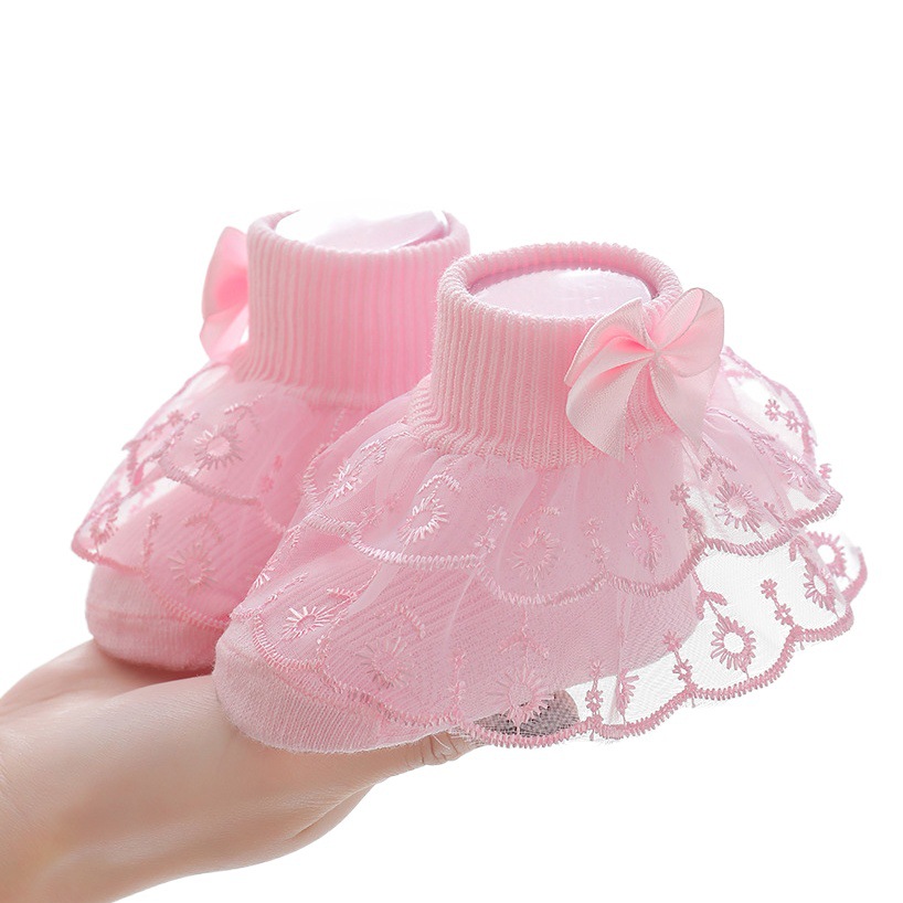 Girls Socks Spring and Summer Thin Children Lace Socks Double Lace Bow Baby Princess Socks Baby Socks