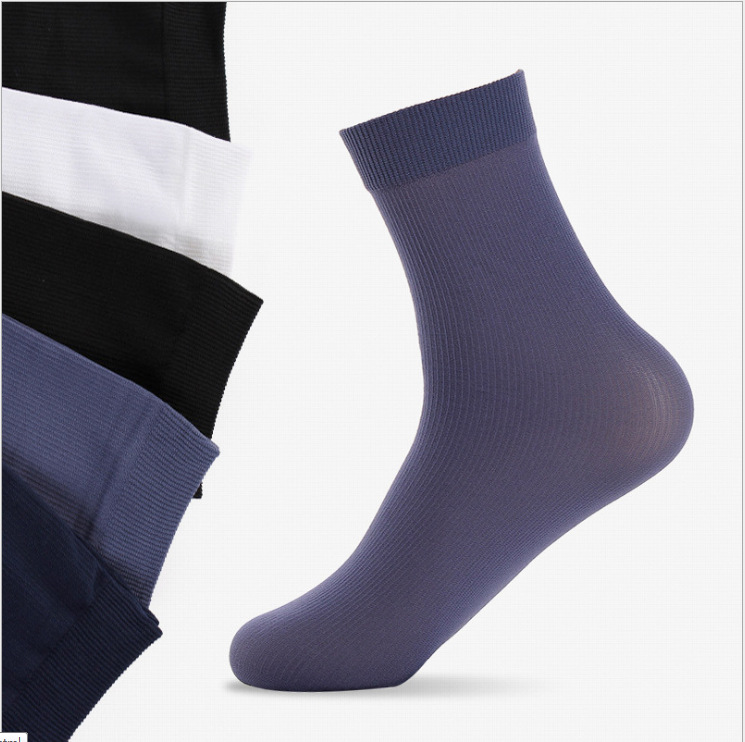 Picture of Men's summer stockings solid color comfortable bamboo fiber striped socks breathable sweat-absorbent casual business socks stall supply