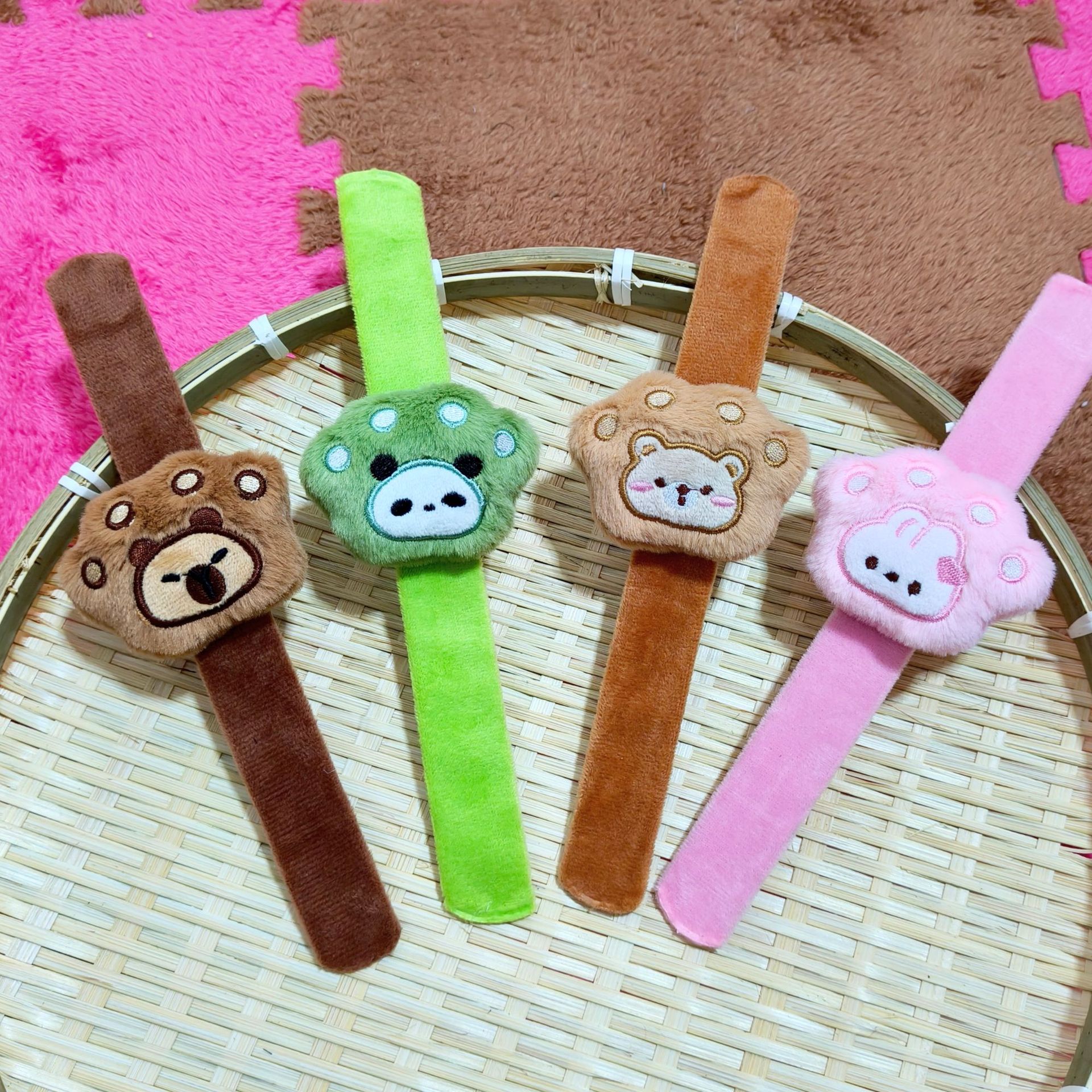 Plush Cartoon Snap Ring Bracelet Bear Doll Panda Snap Ring Student Gift Wedding Small Gift Bracelet