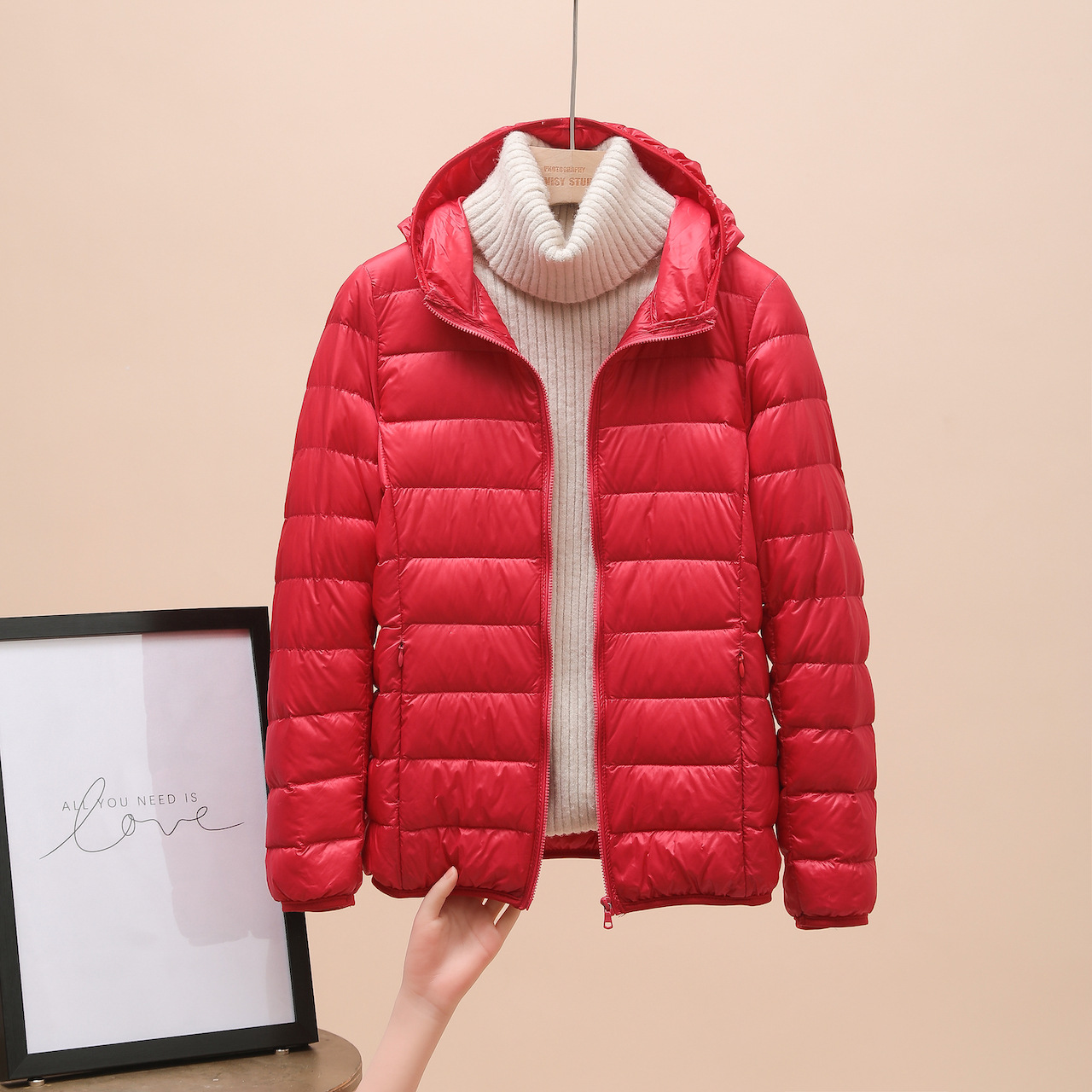 Picture of European Down Jacket Women's 2025 New Short Lightweight Thickened Warm Slim Korean Style White Duck Down Fashion Jacket