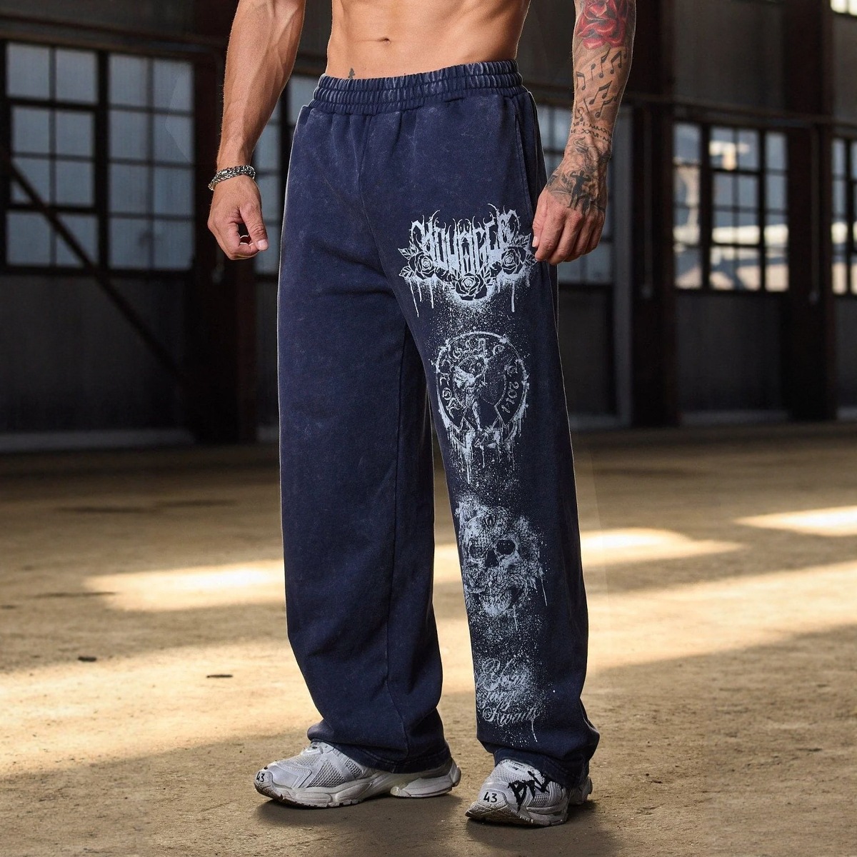 Youngla American Trendy Brand Men's Sports Pants Gym Sports Fitness Loose Straight Printed Casual Pants