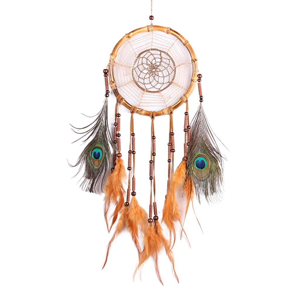Bohemian Woven Pendant Linen Rope Bamboo Ring Dream Catcher Home Decoration Holiday Gift Student Gift
