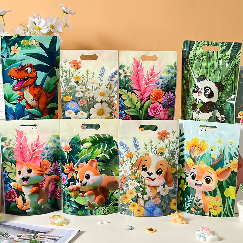 New cartoon self-sealing bag biscuit snowflake crisp packaging bag nougat candy self-standing bag zipper sealed bag wholesale