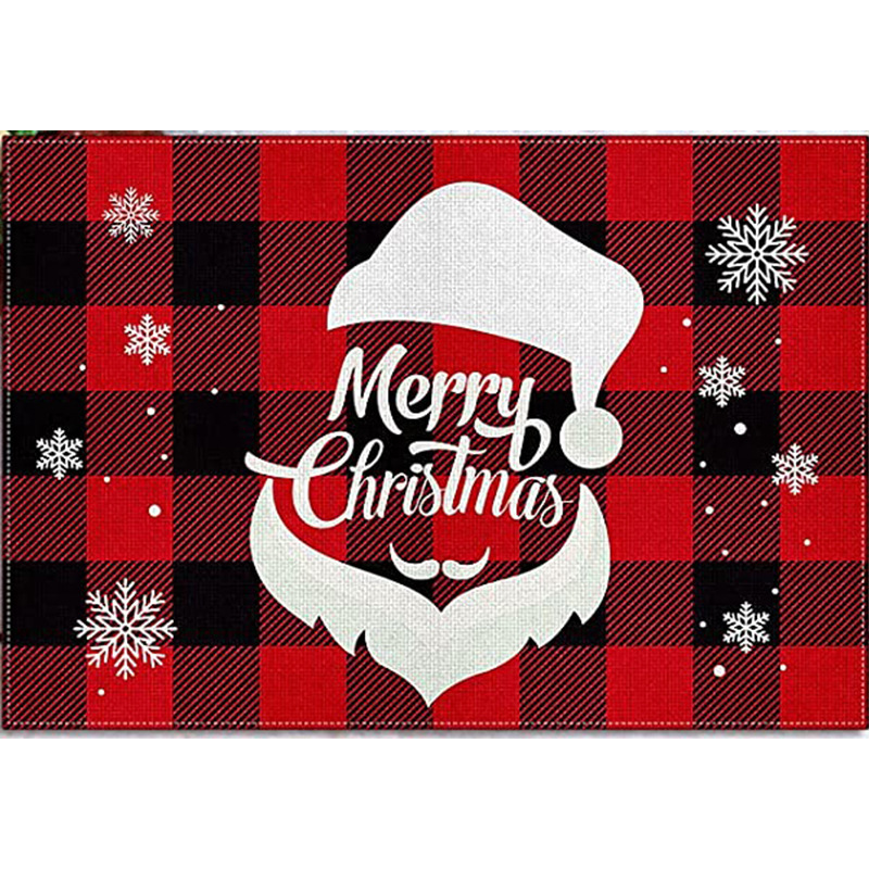 Picture of Christmas Placemat Scandinavian Style English Letter Napkin Western Restaurant Tablecloth Single Layer Linen Insulation Mat Table Mat