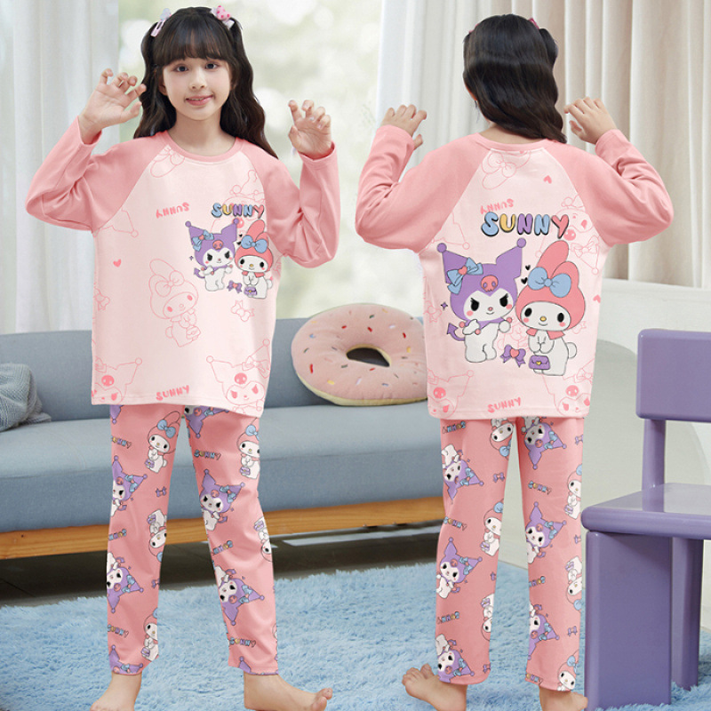 Picture of 2025 Kids Ins Spring and Autumn Long Sleeve Children's Round Neck Imitation Cotton Pajamas for Boys and Girls suit Home Clothes