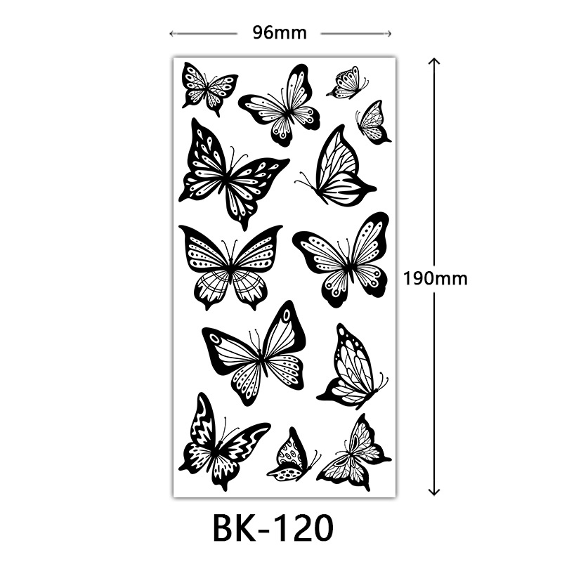 Picture of Cross-Border Supply of Sketch Flower Tattoo Stickers, Sketch Tattoo Stickers, Rose Flower Black and White Flower Tattoo