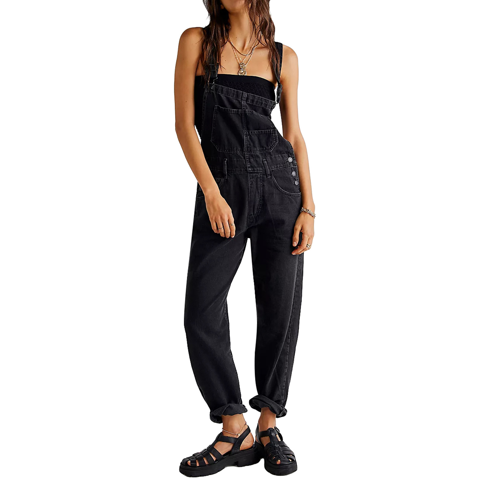 Picture of European and American Export Cross-Border Supply Casual Washed Loose Denim Overalls for Women Women Women's Denim Overalls