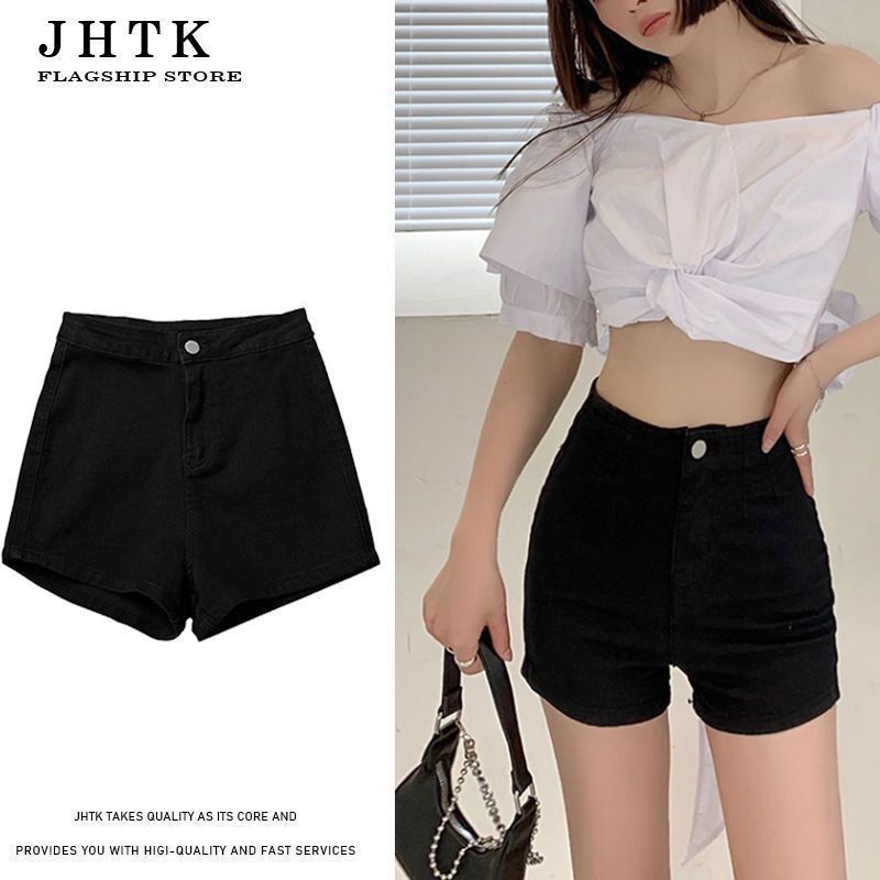 Summer Shorts Women's High Waist Slim-fit Hot Pants Loose Casual A- shaped Pants Outer Wear Black Hot Girl All-match Pants Ins Trendy