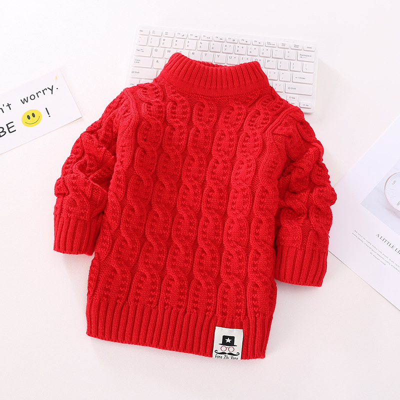 Picture of 2025 Children's Sweater Unisex Small Cable Knit Solid Color Round Neck Long Sleeve Knitwear for Older Children Cross-Border Hot Item