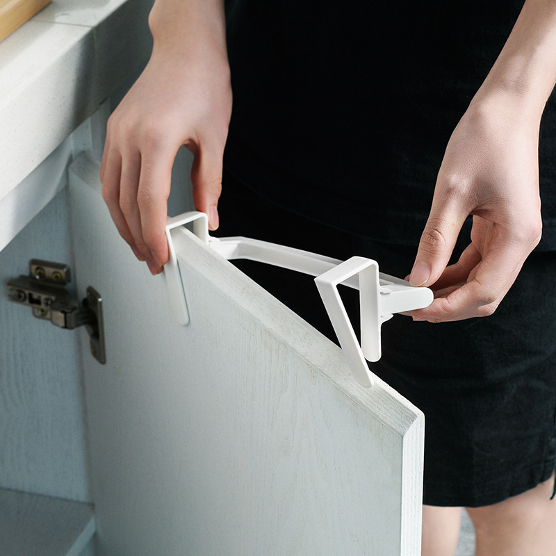 Picture of Cabinet Rack Creative Kitchen Bathroom Hole-free Cabinet Door Towel Rack Bathroom Rack Plastic Storage Rack