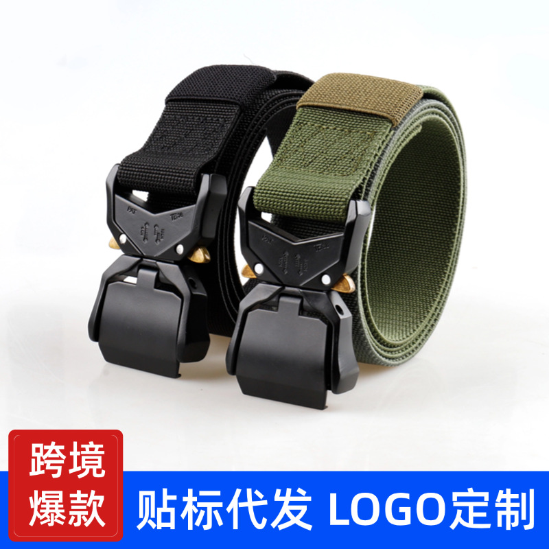 Cross-Border Popular Tactical Belt Men's Outdoor Sports Aluminum Alloy Snake Buckle Belt Elastic Personalized Quick Release