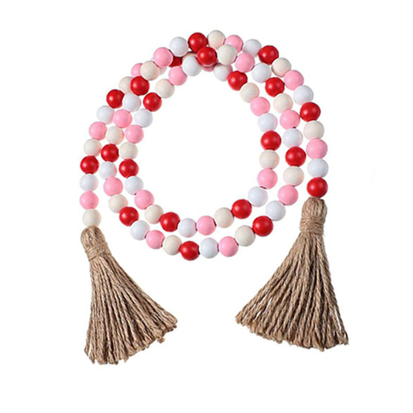 ins Nordic Style Pastoral Color Wooden Bead Tassel String Tassel Home Decoration Pendant