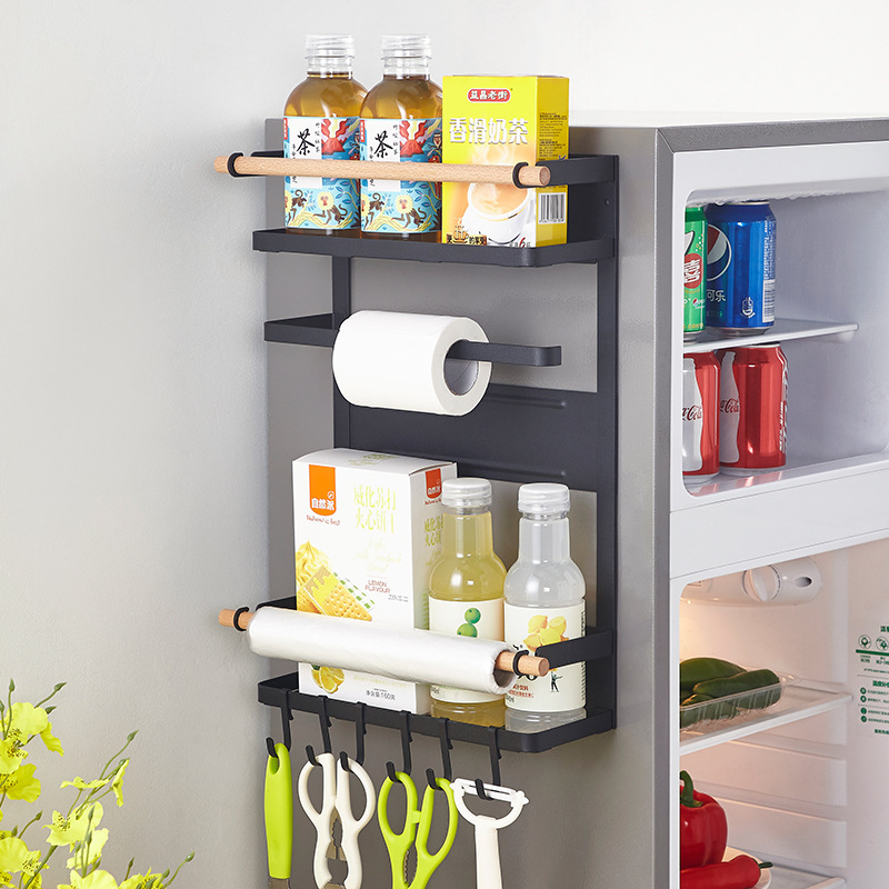 Magnetic suction refrigerator storage rack kitchen storage rack paper towel wall tableware storage sundries iron suction rack