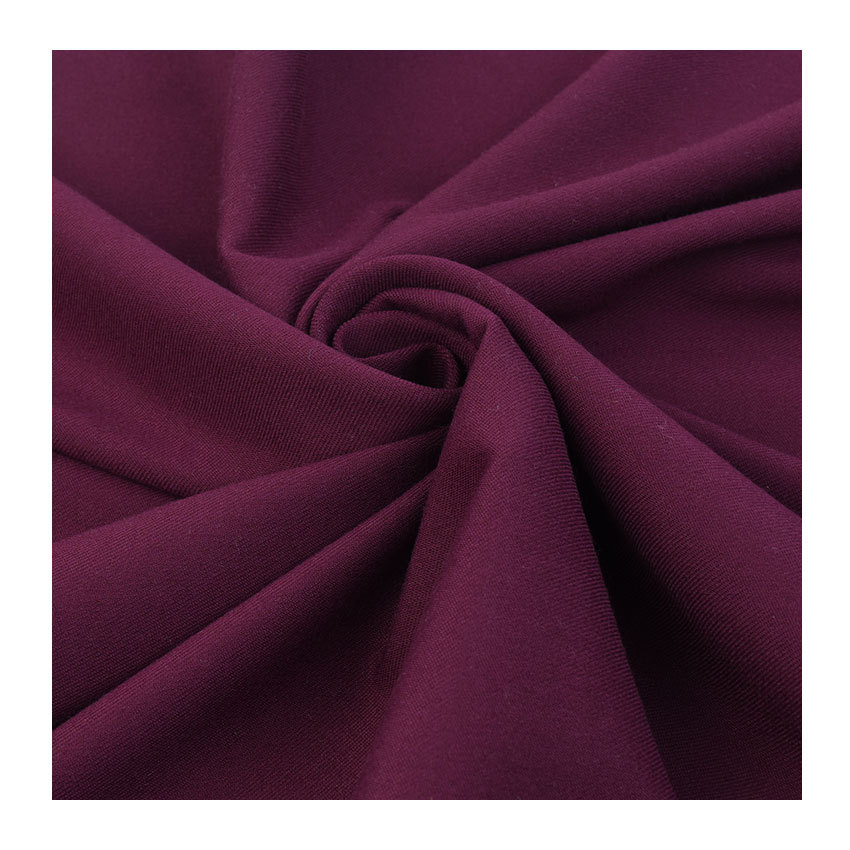 T/R polyester viscose yarn-dyed stretch fabric yarn-dyed skirt stretch fabric solid color yarn-dyed dark red clothing fabric