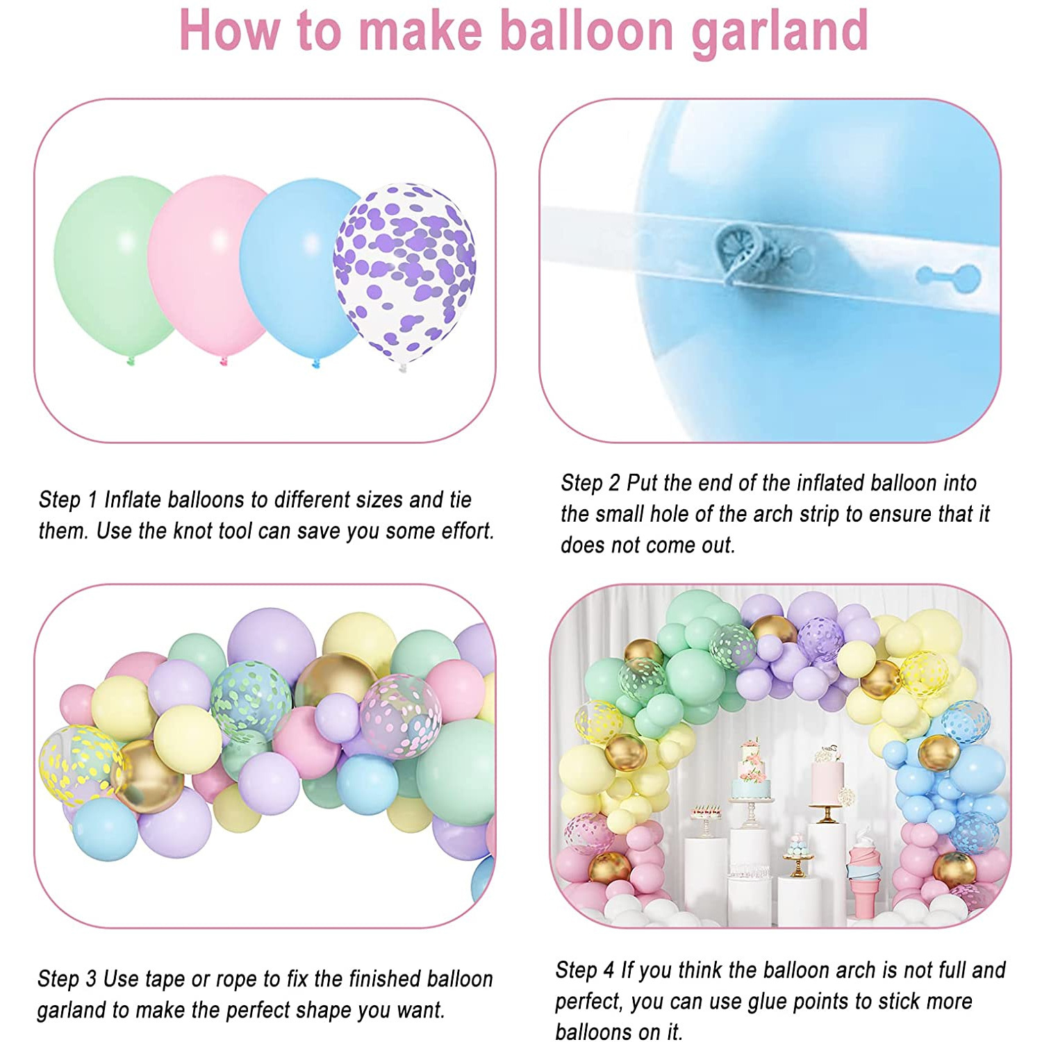 Picture of Macaron rainbow combination chain suit party birthday background wedding room decoration balloon