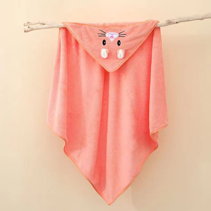 Picture of Baby Blanket Coral Fleece Embroidered Cartoon Hooded Bath Towel Kick-proof Cloak Newborn Baby's Cloak Travel Cloak