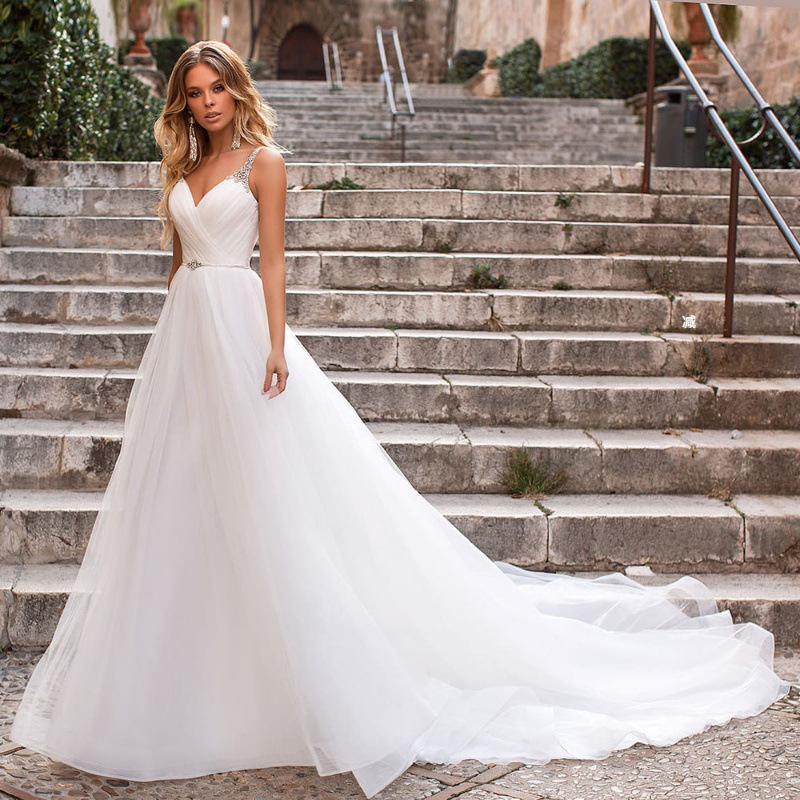 Cross-border Hot-selling Light Gauze Out-door Gauze Bridesmaid's Dress Small High Waist Trailing Sling Dress Performance Dress Daily Skirt