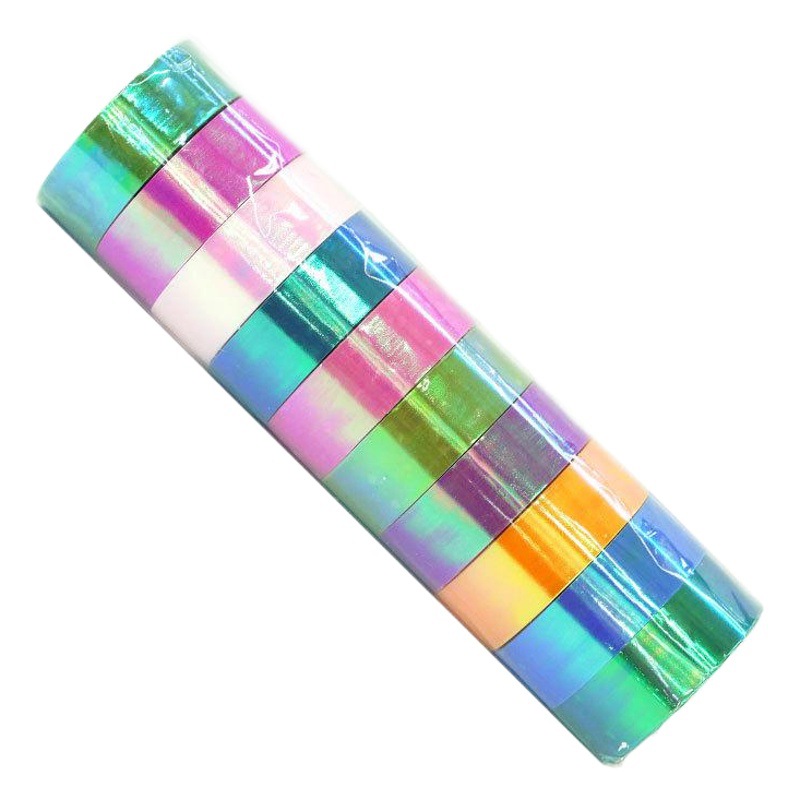 10 rolls of iridescent iris laser film tape gradient mermaid Ji cool hand account DIY decoration PE3 meter sticker wholesale