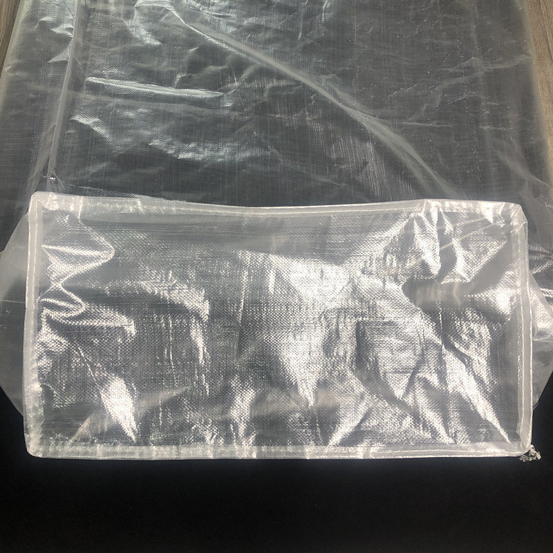 Square bottom plastic woven bag transparent waterproof square carton packaging fabric coiled material bag drawstring snakeskin bag