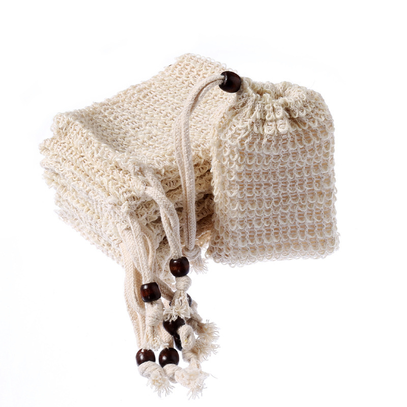 Factory spot sisal soap bag bath supplies cotton and linen soap bag soap bag washable bubble net storage dual-purpose