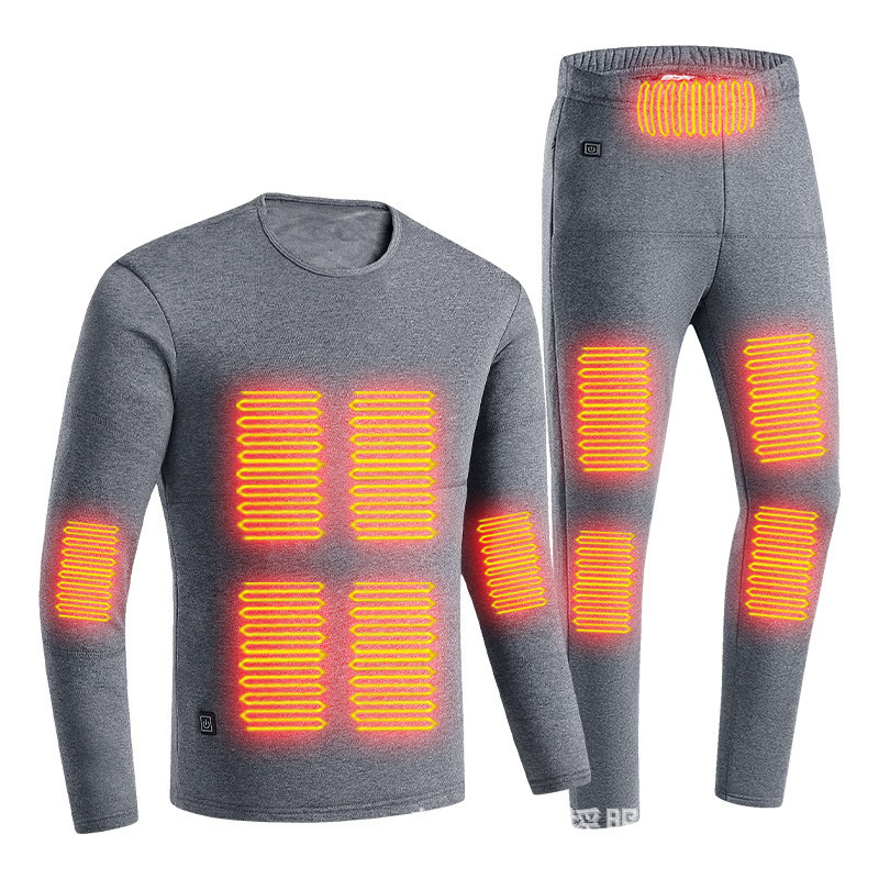 Picture of Hot smart zone 22 heating thermal underwear men's autumn clothes long pants USB charging solid color thickened cold-proof suit women
