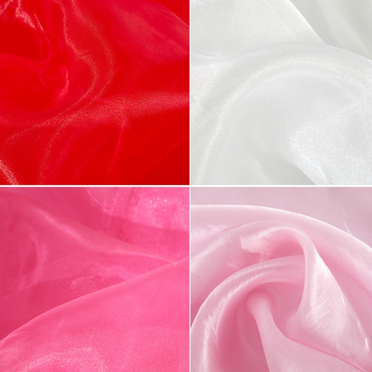 Three yarn 3060 organza fabric stage wedding dress clothing fabric solid color glossy yarn wedding gift box decoration