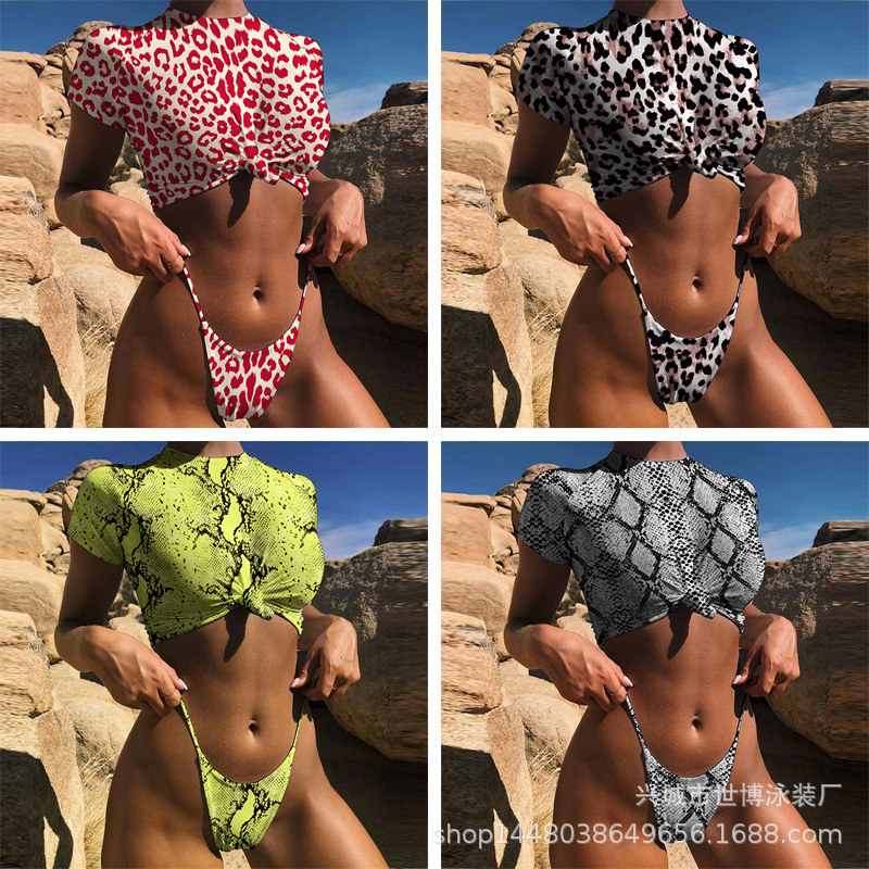 2023 cross-border monopoly new listing in Europe and the United States sexy bikini multi-color printing high waist split swimsuit