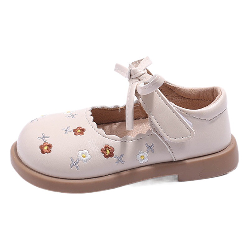 Children's Leather Shoes 2025 Spring New Flower Bow Princess Shoes Fashionable and Plaid Girls' Single Shoes Trendy Cross-Border