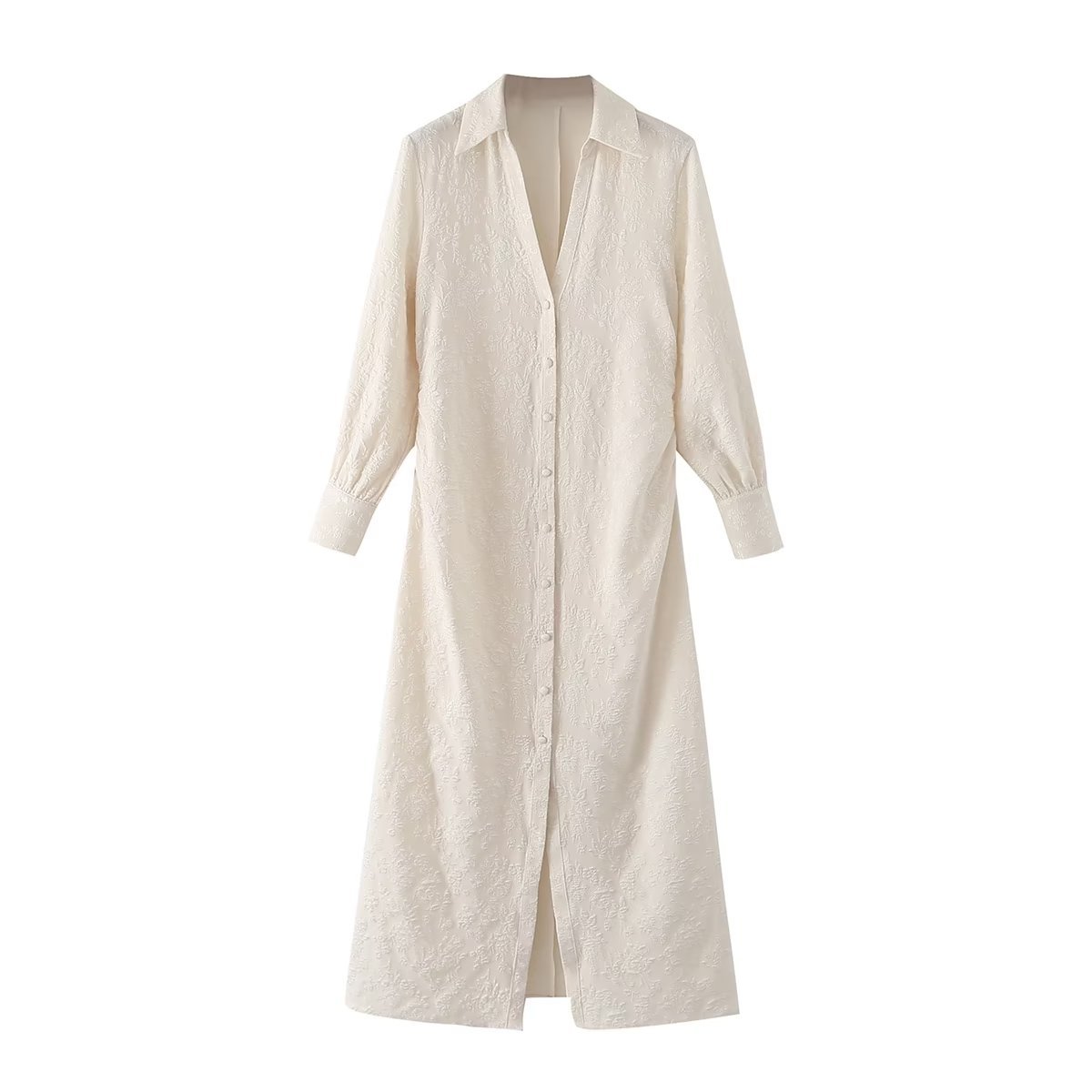 2025 Export Cross-Border European and American Clothing Long-Sleeved Jacquard Straight Dress 22470