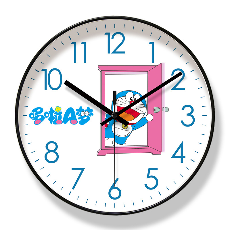 Picture of Ipura 6821 Children's Cute Fresh Wall Clock Living Room Clock Doraemon Early Education Clock Mute Seconds Sweeping Quartz Clock