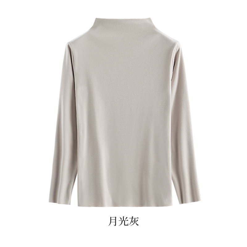 Picture of De velvet half turtleneck bottoming shirt for women autumn and winter New thickened warm inner wear long sleeve T-shirt tight top