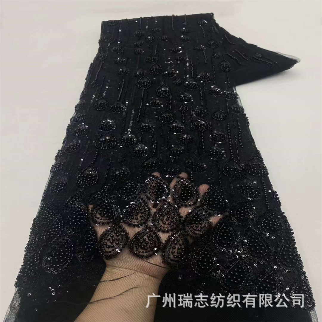 Picture of French Unilateral Drop Children's Wear dress Wedding Dress Sequin Embroidered Bead Fabric Uygur Turban Fabric