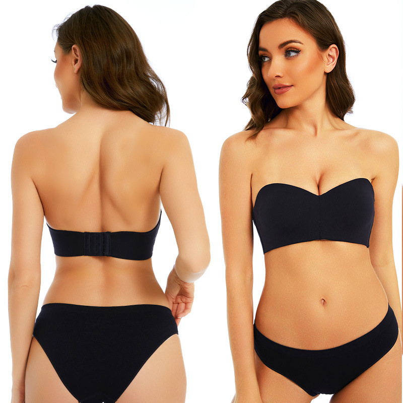 Xiyin Cross-Border European and American Large Size Seamless Invisible Intimates Strapless Sexy Tube Top Beautiful Back Big Breasts Showing Small Women's Bra