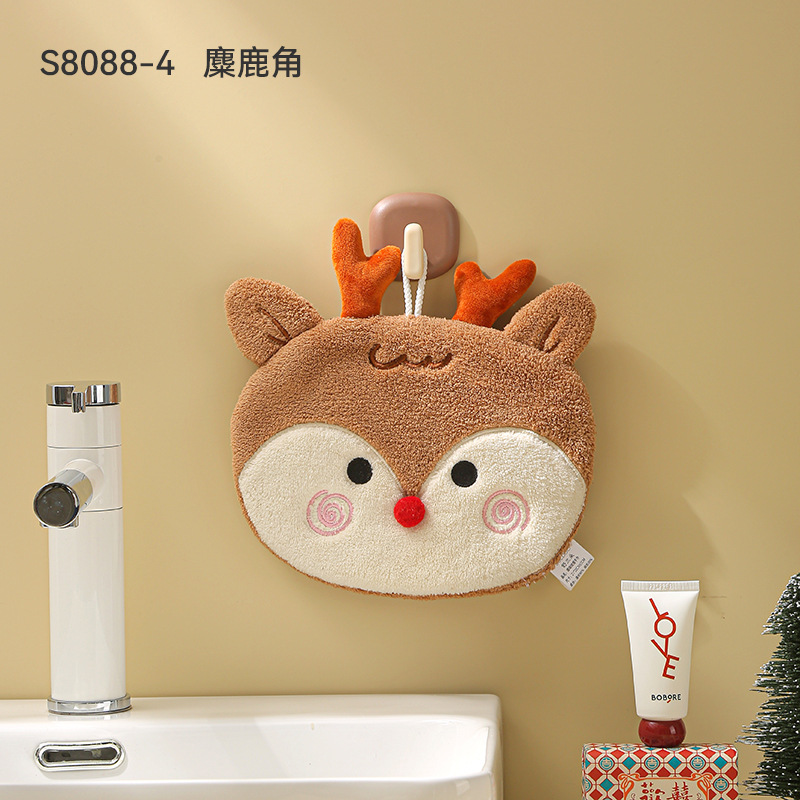 Picture of Hanging thickened baking cartoon children's hand towel absorbent coral fleece small square towel kitchen bathroom dual-use