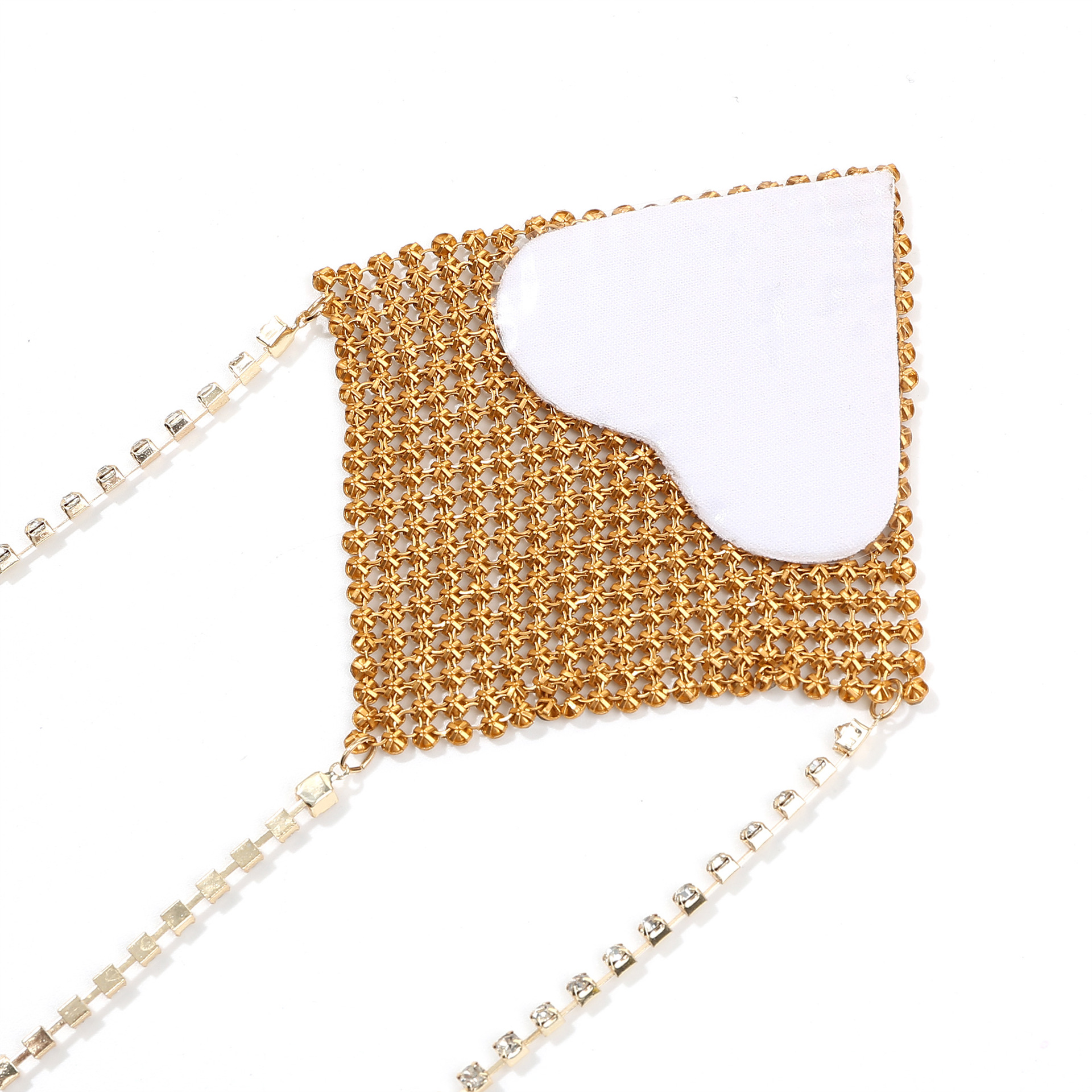 Picture of Chest Chain, High-End Accessories for Women with Big Breasts, Pure Lust Style, Square Flash Diamond Aluminum Chain, Invisible Nipple Patch, Anti-Bulge Breast Ornament Hanging Chain