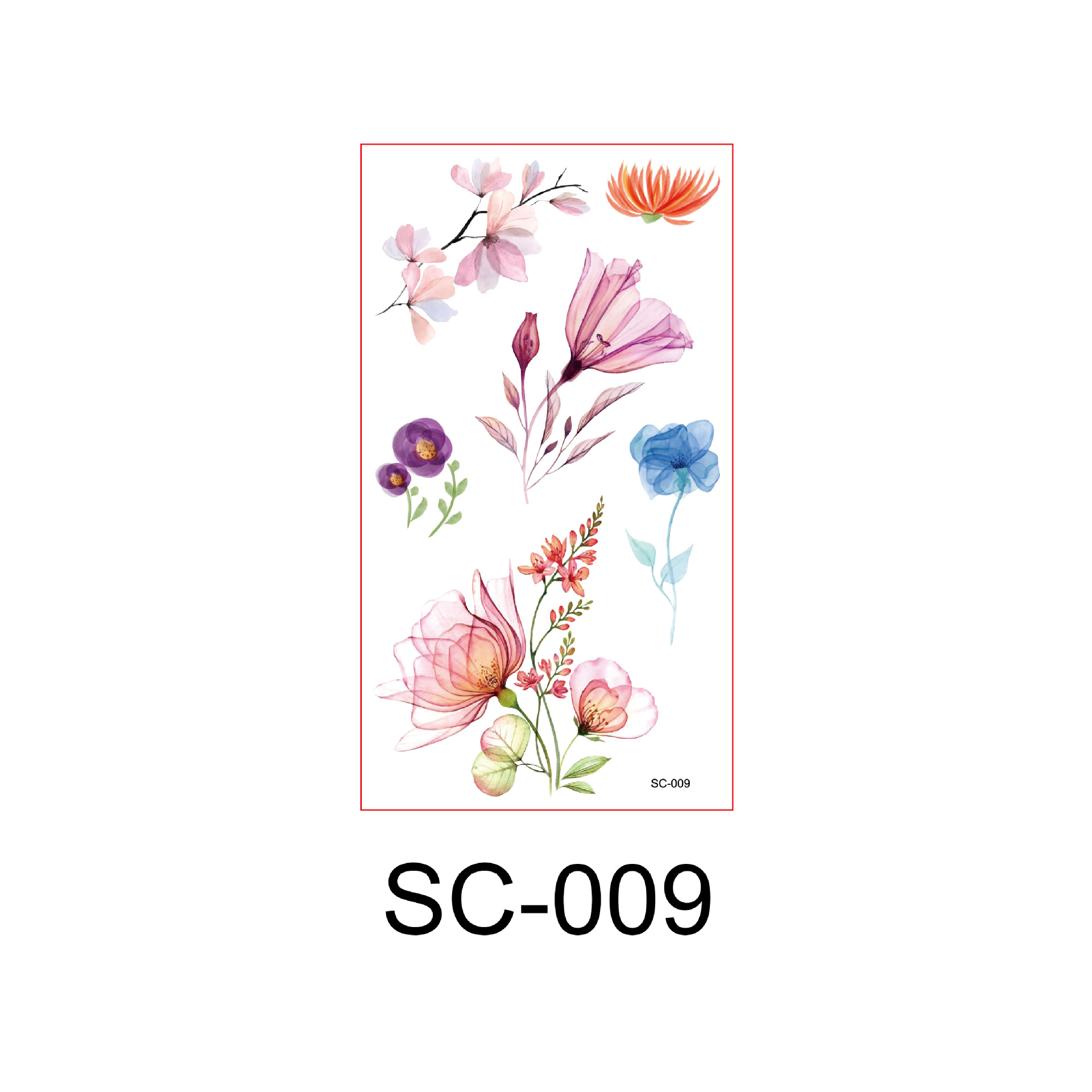 Picture of Watercolor Flower Small Fresh Antique Tattoo Sticker Hand Back Collarbone Chest Sexy Cover Scar Flower Arm Tattoo Sticker