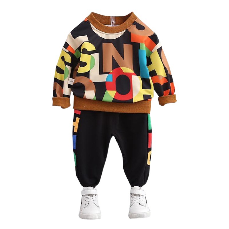 2025 Autumn Baby Spring and Autumn Toddler Full Letter Print Sweatshirt Children's Fashionable Sportswear for Boys and Girls