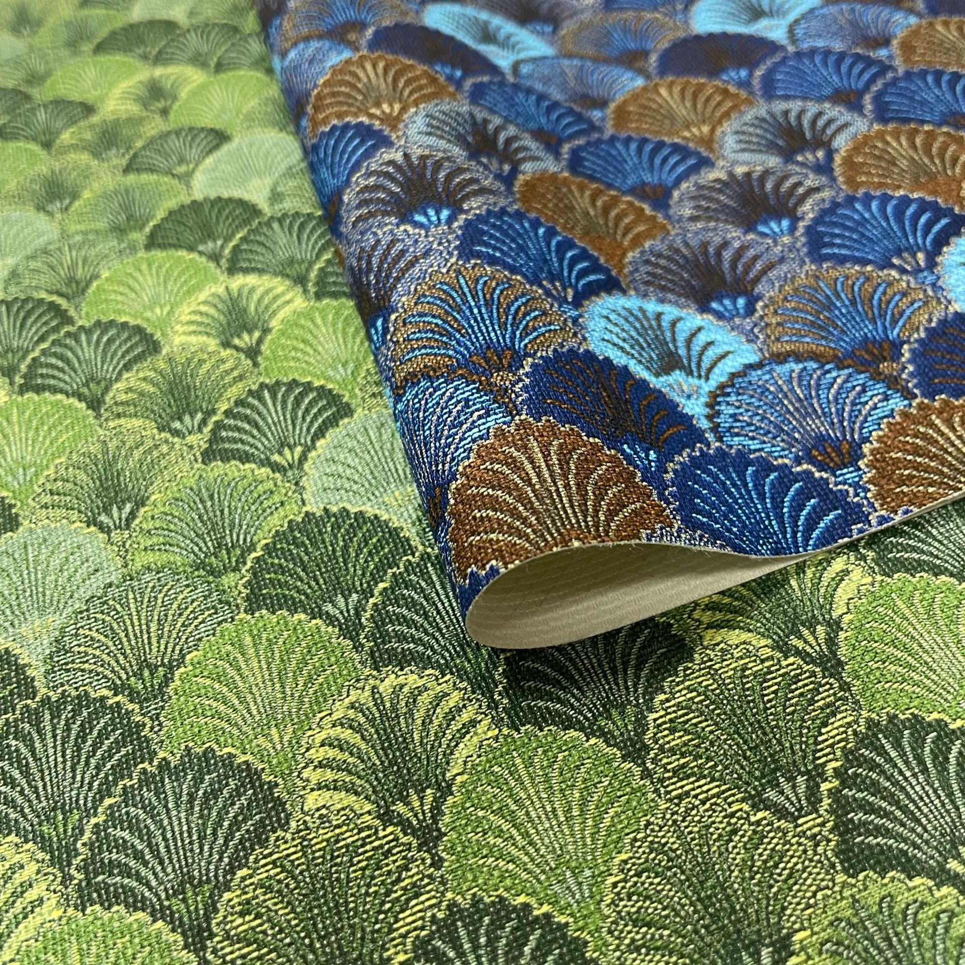 Picture of 0.6MMPVC Printed Leather Shell Flower Peacock Pattern Woven Bags Shoes Decoration Leather Fabric