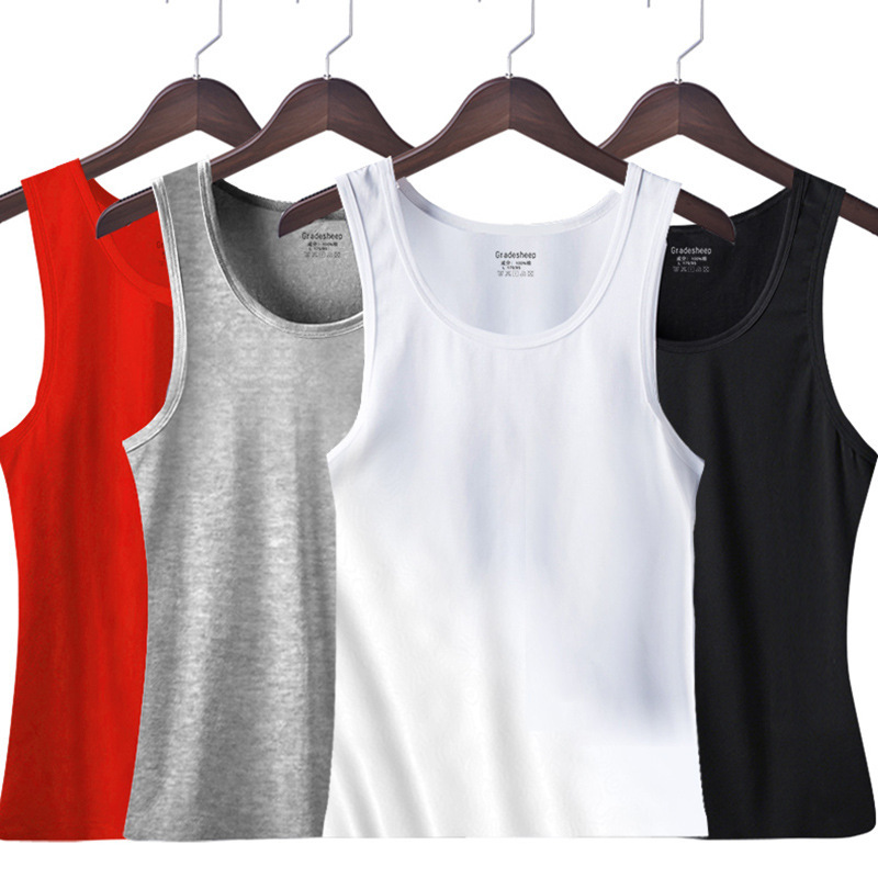 3-piece Men's vest cotton base sports tight cotton solid color slim round neck spring and summer tide a generation of hair