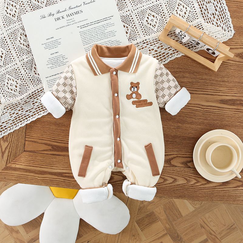 Newborn Autumn and Winter Cotton-padded jumpsuit for men and women baby long-sleeved outerwear square collar thin cotton-padded jacket warm cotton-padded jacket