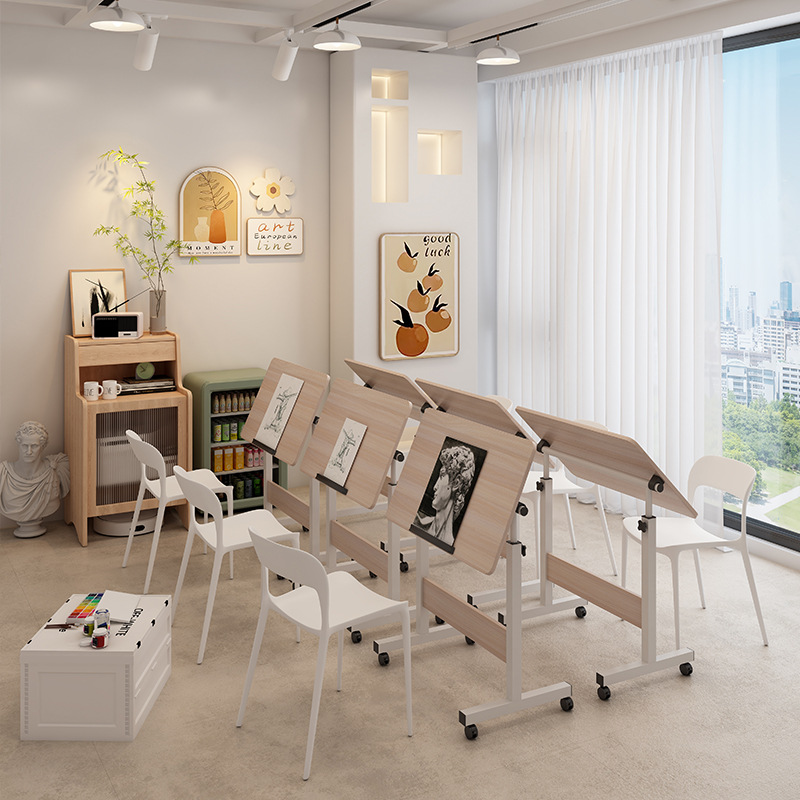 Picture of Folding Table Standing Office Small Table with Rollers Movable Lifting Simple Bedside Laptop Desk