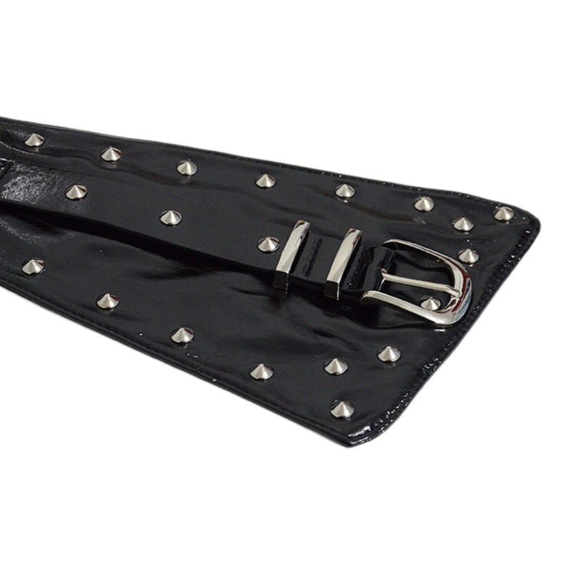 Cross-border European and American women's new belt casual punk rivet decorative elastic elastic wide waist seal with overcoat in stock