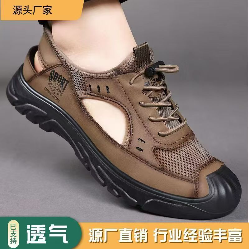 Sandals 25 New Men's Hollow Sandals Summer Breathable Non-Stinky Feet Slip-On Men's Casual Sandals Crocs