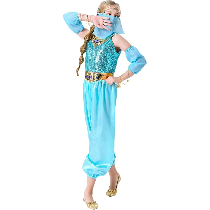 Foreign Trade European and American Kidsren's Halloween Cos Costume Jasmine Princess Aladdin Magic Lamp Stage Performance Suit