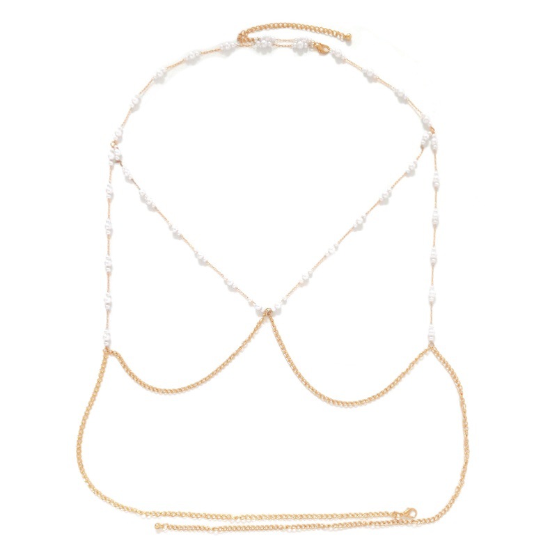 European and American Cross-Border New Pearl Body Chain Fashionable Clavicle Chain Ins Accessible Luxury Style Pearl Hot High-End Chest Chain