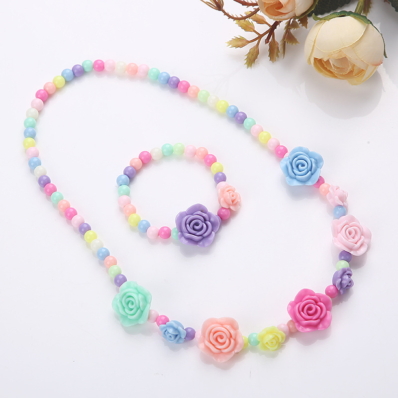 Picture of Korean version of candy color necklace children's spot jewelry beads necklace bracelet two-piece set Yiwu jewelry wholesale