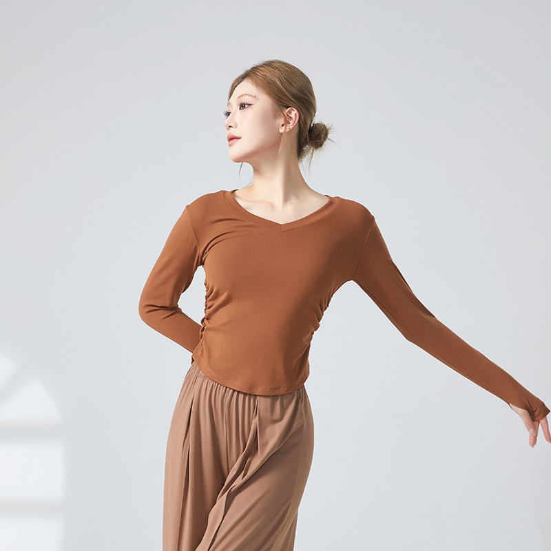 Picture of Dance Suit Top Women's V-neck Slim Look Classical Dance Suit Modern Dance National New Style Clothing Adult Dance Practice Suit