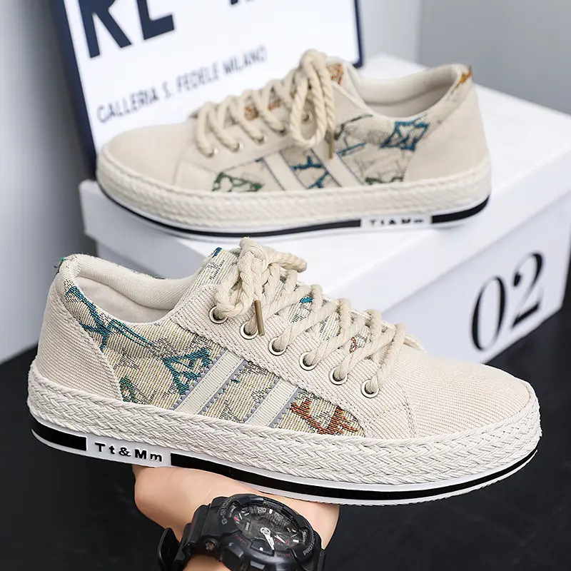 Canvas Shoes Men's Shoes Summer New Breathable Old Beijing Cloth Shoes Men's Korean-style All-match Flat Casual Sneakers Trendy Shoes